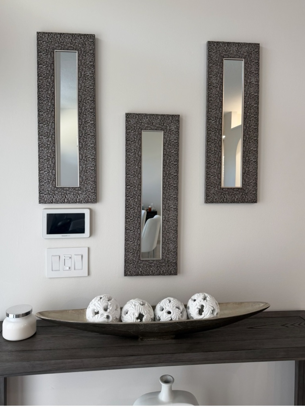 Silver Mosaic Framed Wall Mirror (Set of 3)